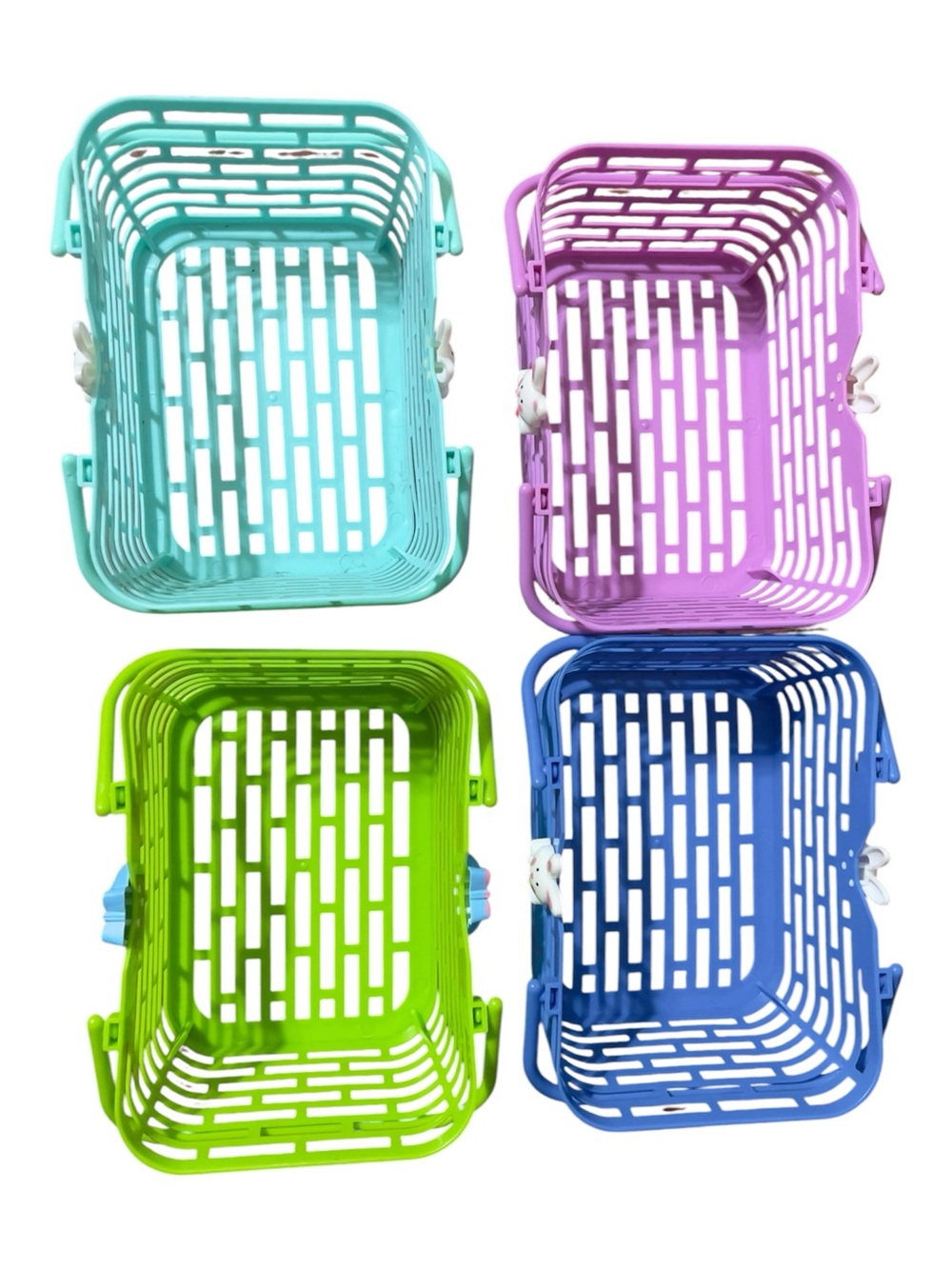 Multi-Color Plastic Bunny Storage Baskets - Set of 4